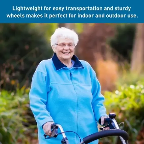 BodyMed Regular Aluminum Rollator, Medical Roller, PVC Soft Seat, Walking Aid, Elder Assistance, Four Wheels, Burgundy with Loop Brakes image {4}