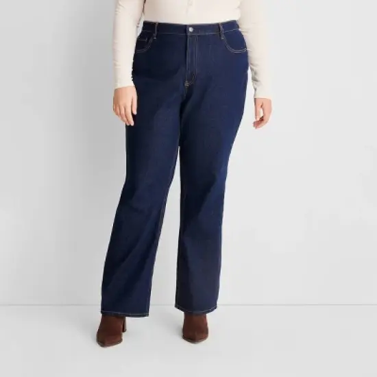 Women's High-Rise Flare Denim Pants - Future Collective&trade; with Reese Blutstein Dark Blue Denim image {4}