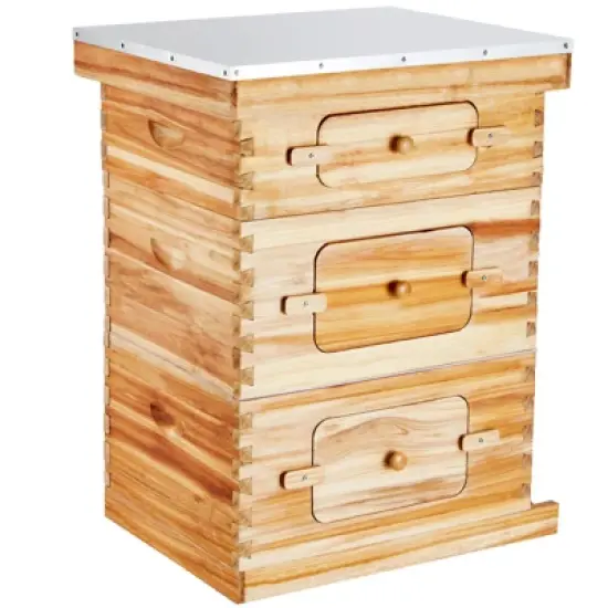 VEVOR Bee Hive 30 Frame Bee Hives Starter Kit,Beeswax Coated Fir Wood, 2 Deep + 1 Medium Bee Boxes Langstroth Beehive Kit,Transparent Acrylic Windows image {8}
