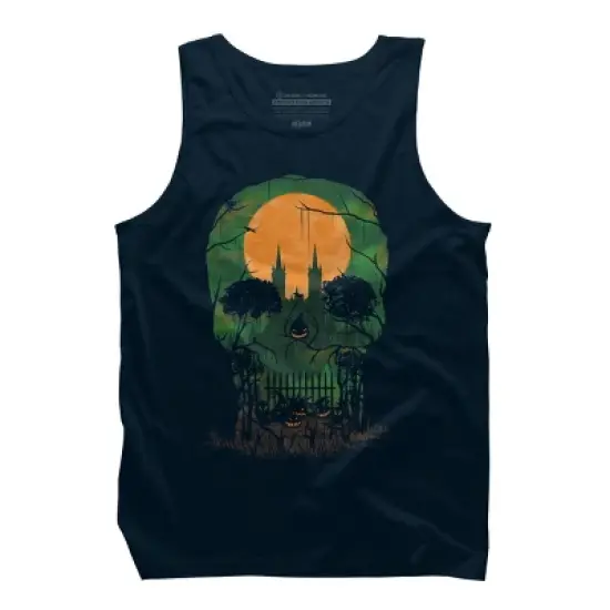 Men's Design By Humans Skull Grave By designpro44 Tank Top image {5}