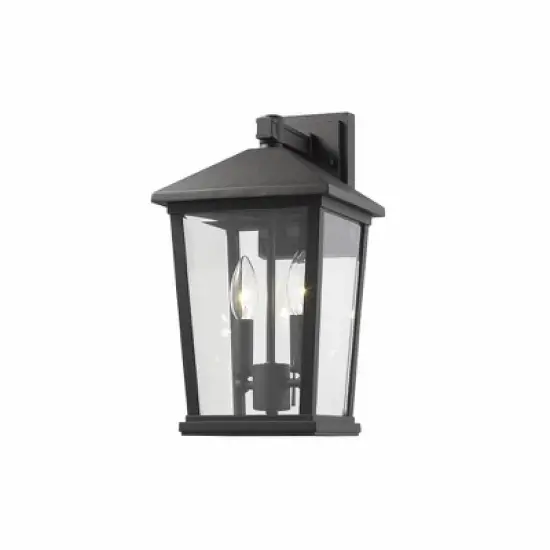 Beacon 2-Light Outdoor Wall Light - Modern Glass Fixture, Dimmable, Wet Rated, 15" Height image {3}