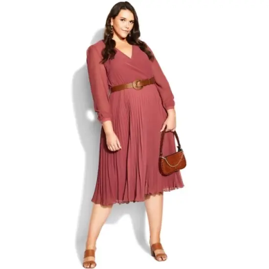 Women's Plus Size Precious Pleat Dress - rosy | CITY CHIC image {8}