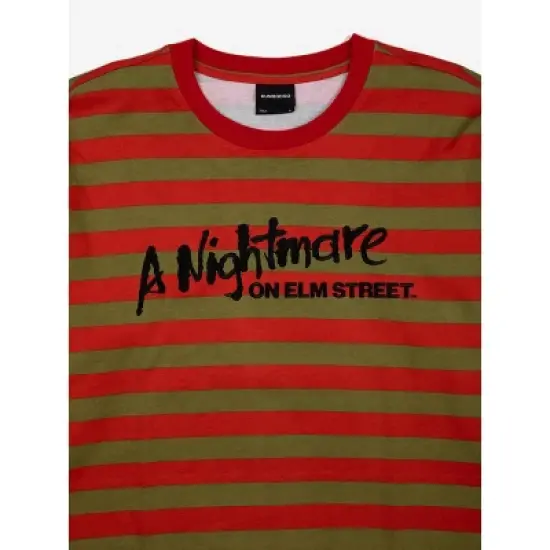 A Nightmare On Elm Street Logo Crew Neck Long Sleeve Striped Adult Tee image {3}