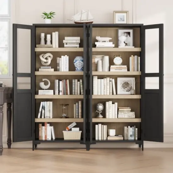 Tall Storage Cabinet, Kitchen Pantry Cabinet 5 Tier Bathroom Cabinet with 4 Doors Adjustable Shelves for Kitchen, Dining Room, Bathroom image {6}