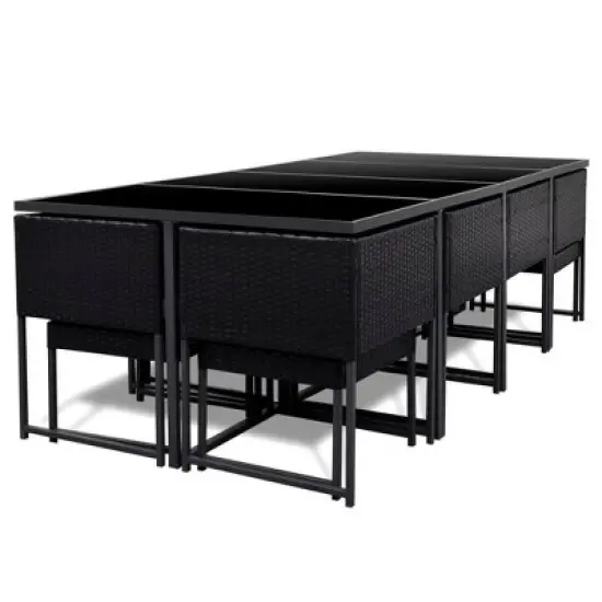 vidaXL Outdoor Dining Set Black, White image {3}