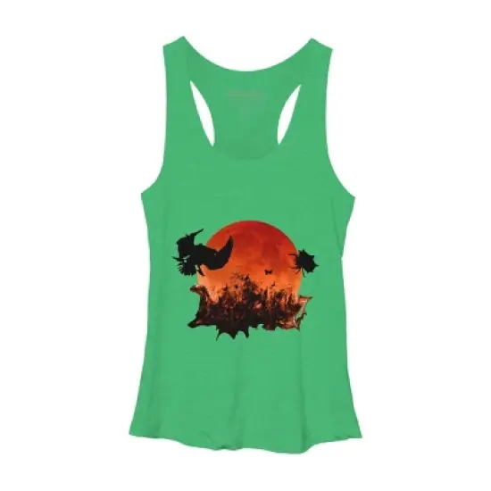 Women's Design By Humans Spooky Halloween Blood Moon Eclipse Ghostly Birds By KateLCardsNMore Racerback Tank Top image {3}