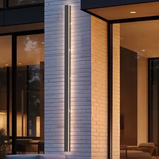DORESshop Outdoor Wall Light 45W Waterproof IP65 with Built-in LED, Warm White 3000K, Sable Black, for Corridors, Gardens, and Entryways, 59in Long image {1}