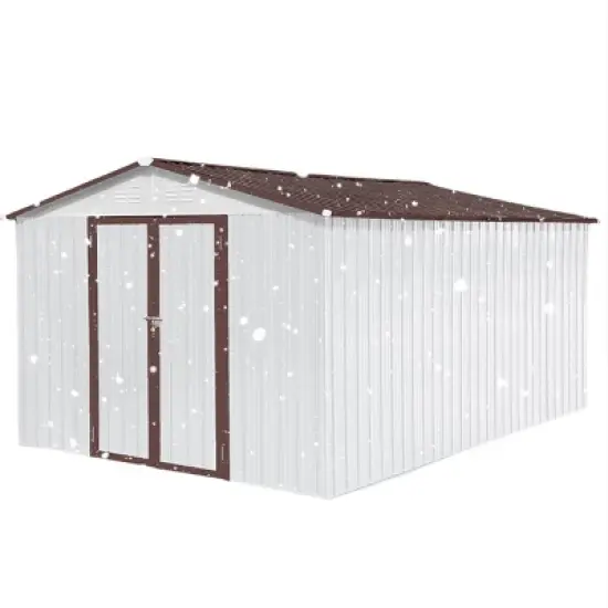 Metal Metal garden sheds outdoor storage sheds white+coffee White As shown image {3}