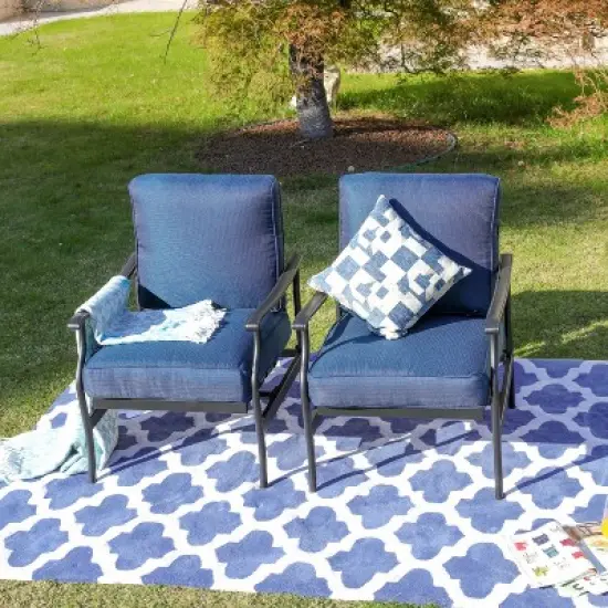 2pc Steel Outdoor Patio Accent Chairs - Lokatse
 image {19}