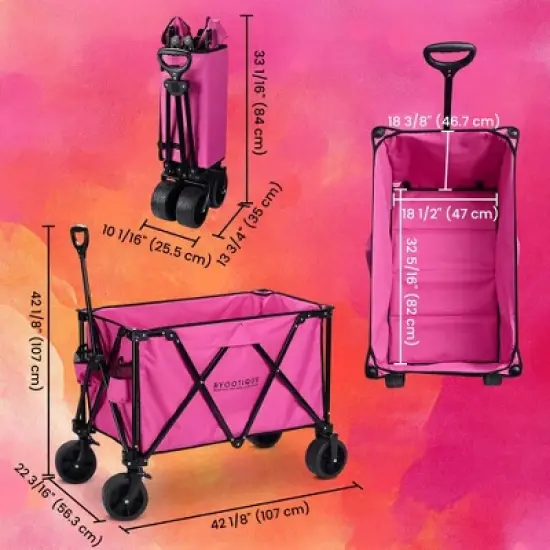 Byootique 225L Large Capacity Folding Wagon Collapsible Cart for Camping image {8}