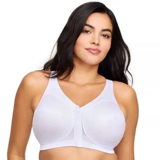 Glamorise Womens MagicLift Front-Closure Posture Back Wirefree Bra 1265 White image {5}