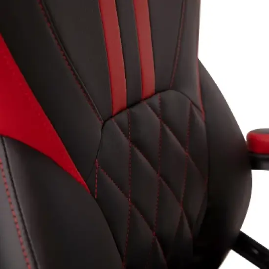 BlackArc High Back Gaming Chair with Red and Black Faux Leather Upholstery, Adjustable Swivel Seat and Padded Flip-Up Arms image {8}