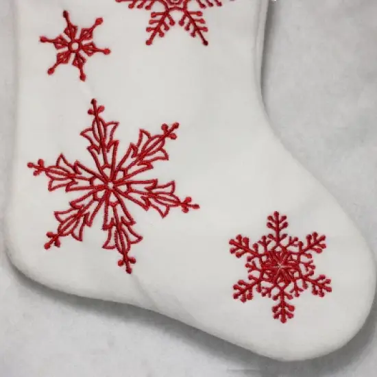 Northlight 15.25" Red and White Snowflake Embroidered Christmas Stocking image {2}