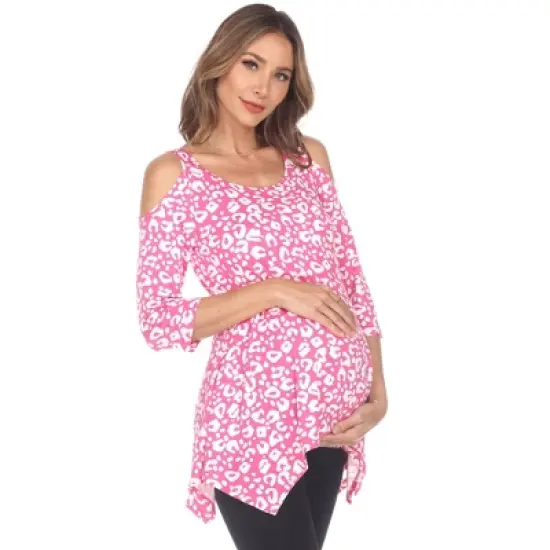Maternity Leopard Cold Shoulder Tunic Top image {1}
