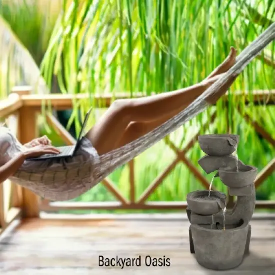 Nature Spring 4-Tiered Bowl Outdoor Water Fountain image {5}