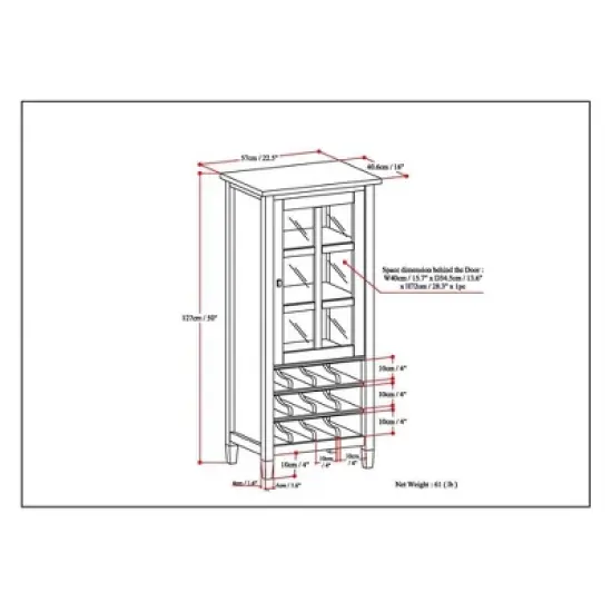 22" Norfolk Solid Wood High Storage Wine Rack - Wyndenhall image {9}