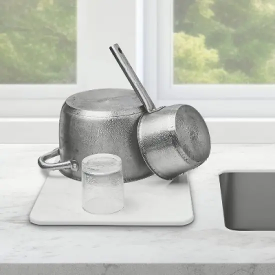 Core Kitchen Quick Dry Diatomite Kitchen Mat with Non Slip Feet: White Dish Drying Mat, Hand Wash, 16"x12" image {2}