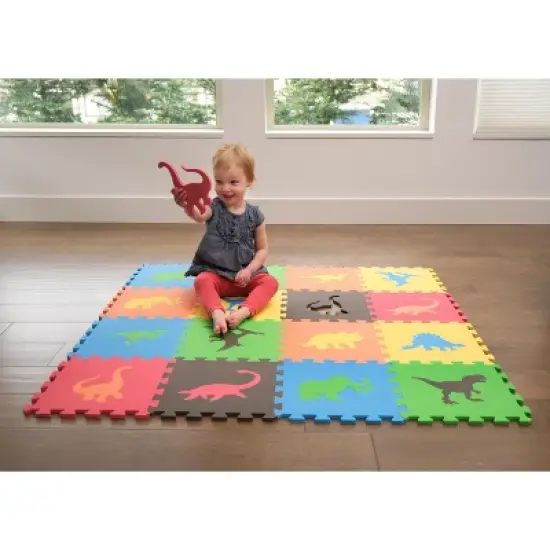 Tadpoles Dinosaur Foam Playmats for Kids |16 Interlocking Foam Mats | Total Floor Coverage 50 x 50 image {2}