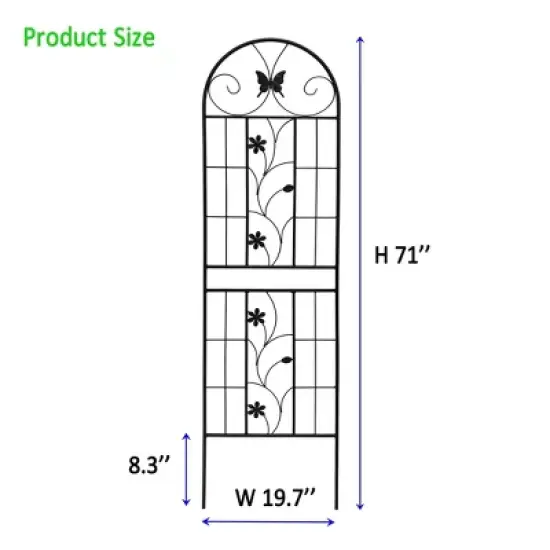 MOEPISY 2 Pack Metal Garden Trellis 71 inch x 19.7 inch Black image {4}