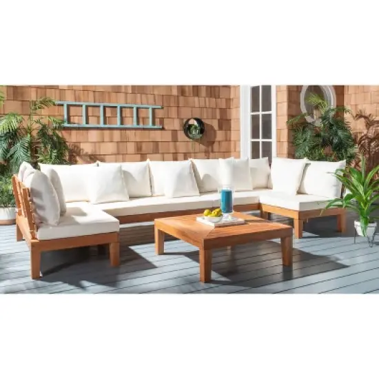 5pc Granton Living Set Teak/Beige - Safavieh image {1}