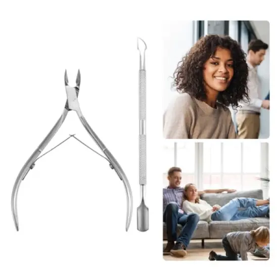 Unique Bargains 1 Set Steel Easy Grip Toe Nail Clippers for Thick Nail Nipper Pedicure Tool Nail Art Clipper Feet Care Tool Silver Tone image {1}