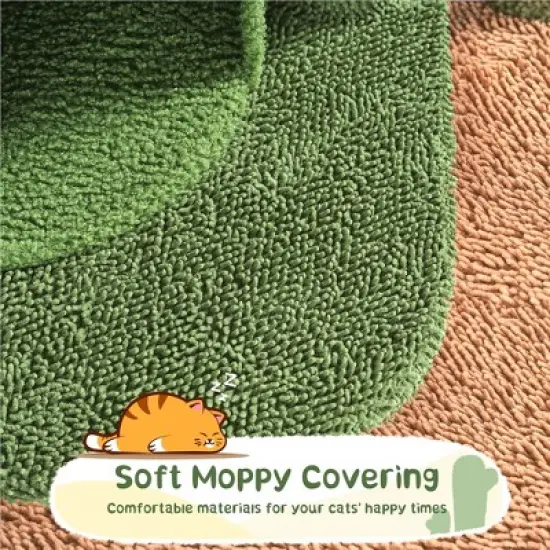 Yaheetech 63" H Multi-Level Cactus Cat Tree, Green/Brown image {4}