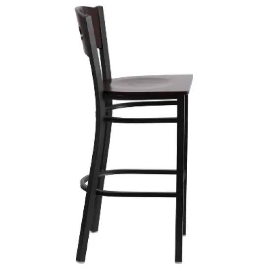 Emma and Oliver Black Decorative 3 Circle Back Metal Restaurant Dining Barstool image {3}