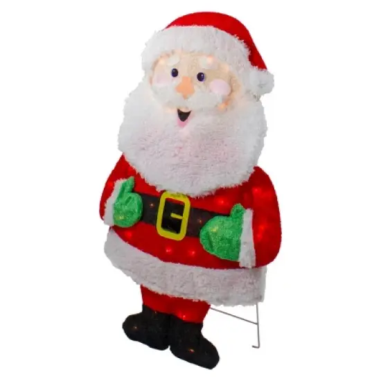 Northlight Lighted 2D Chenille Santa Outdoor Christmas Decoration - 32" - Warm White Lights image {4}