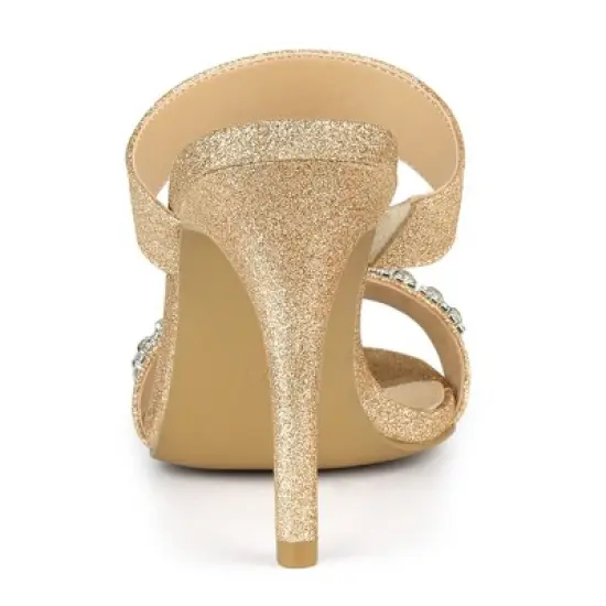 Allegra K Women's Glitter Rhinestone Stiletto Heels Sandals image {3}