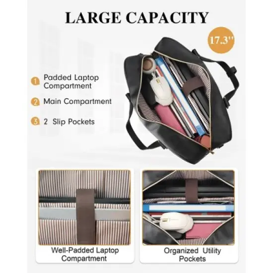 Laptop Bag for Women, Large Convertible Quilted Briefcase Backpack with USB Port, Waterproof Leather Work Tote Bags, image {5}