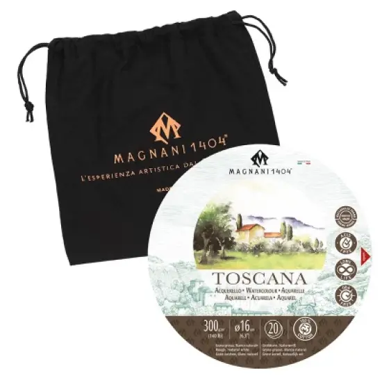 Magnani 1404 Toscana Rough 100% Cotton Watercolor Paper BlockBlock, 20 Sheets, 140 lb, Round Watercolor Paper, Acid-Free, UV Resistant,  Vegan Sized, image {6}