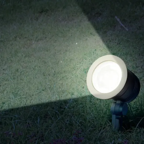 Fusion Wired Low-Voltage LED Spotlight, Metal Outdoor Patio Lawn Landscape Ground Stake Light with Adjustable Head, 1000 Lumens, Black image {4}