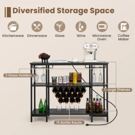 MOEPISY Industrial Wine Rack with Storage Shelves Gray image {8}
