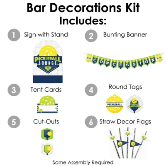 Big Dot of Happiness Let&rsquo;s Rally - Pickleball - DIY Birthday or Retirement Party Concession Signs - Snack Bar Decorations Kit - 50 Pieces image {2}