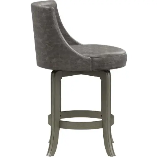 Napa Valley Wood Swivel Counter Height Barstool Aged Gray/Charcoal - Hillsdale Furniture image {3}
