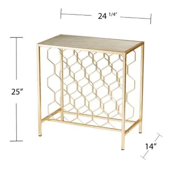 Venwynn Wine Storage Side Table Gold/Gray - Aiden Lane image {9}