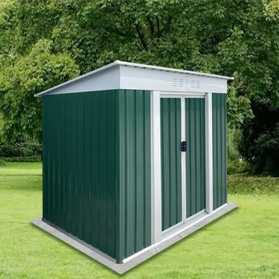 MOEPISY Outdoor Storage Sheds 6FTx4FT Pent Roof Green image {2}