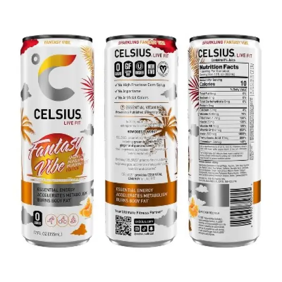 CELSIUS Sparkling Fantasy Vibe Functional Energy Drink - 12 fl oz Single Can image {1}