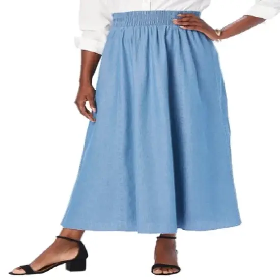 Jessica London Women&rsquo;s Plus Size Chambray Maxi Skirt image {4}