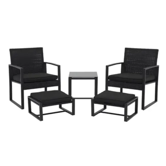 Sunsitt 5pc Steel Wicker Outdoor Patio Conversation Bistro Set image {7}