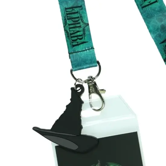Wicked Lanyard Elphaba Witch Hat Rubber Charm Breakaway ID Badge Holder with 2" Rubber Charm Green image {2}