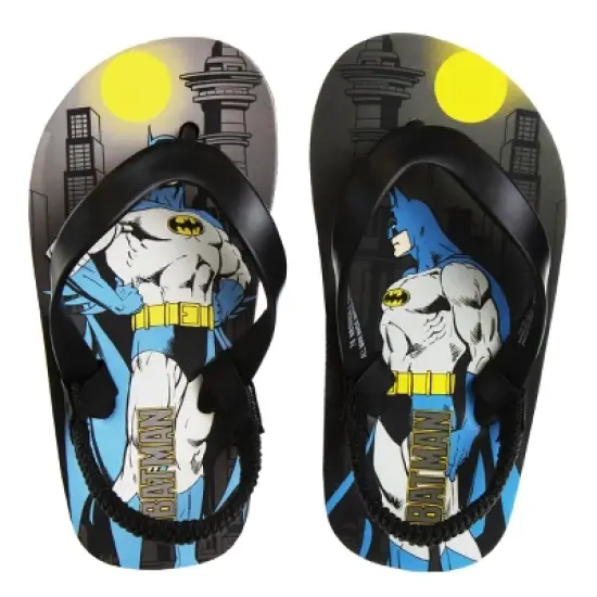 Batman Flip Flop Boys' Sandals: Superhero Comic-Inspired Outdoor Thong Back Strap Water Shoes. For Beach, Pool, and Outdoor Quick-dry (Toddler/ Little Kids) image {6}