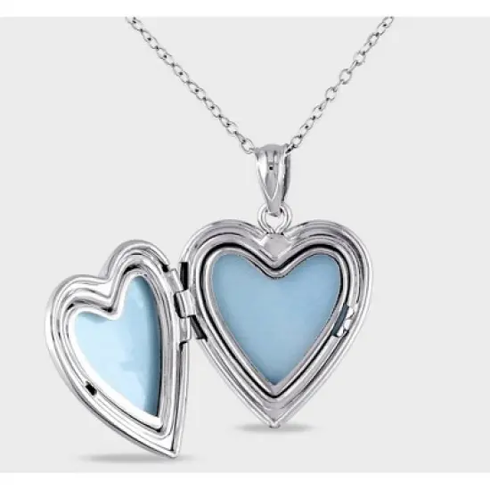 Heart Locket Pendant Necklace in Sterling Silver (18") image {2}