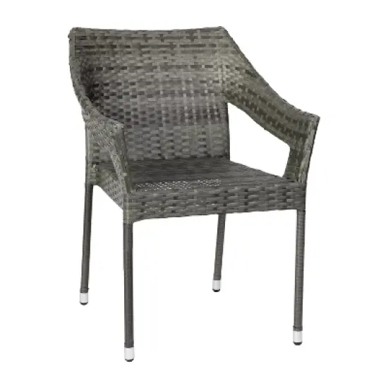 Merrick Lane Weather Resistant Indoor/Outdoor Stacking Patio Dining Chair with Steel Frame and PE Rattan image {12}