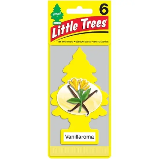 Little Trees Vanillaroma Air Freshener 6pk: Vanilla Car Freshener, Solid, Disposable, Non-Powered, Yellow, 6ct image {6}