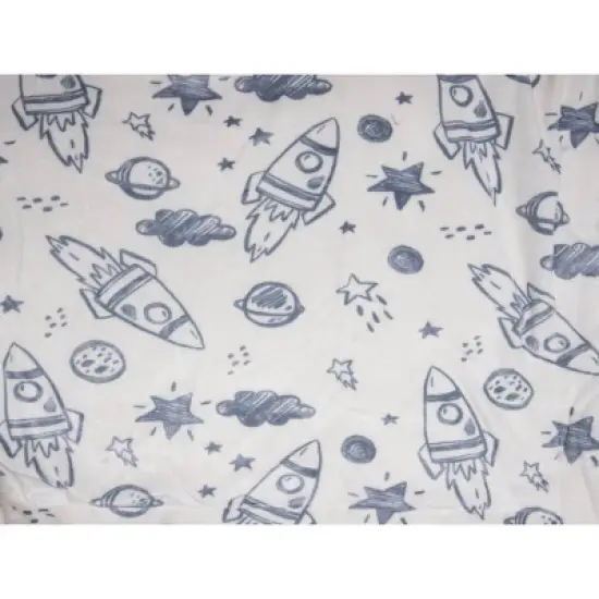 Lila and Jack Baby Blanket Blue Rocket Printed Mink with Natural Sherpa Backing Kids' Throw image {2}