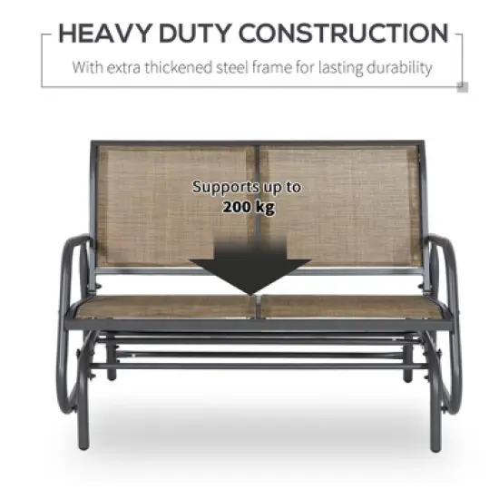 MOEPISY 2-Person Outdoor Glider Bench, Patio Double Swing Rocking Chair Brown image {2}