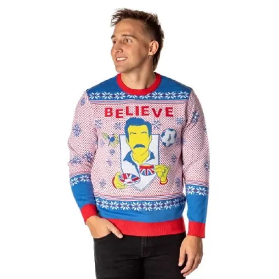 Ted Lasso Men's Believe Fair Isle Ugly Christmas Sweater Knit Pullover image {4}