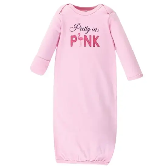 Hudson Baby Infant Girl Cotton Gowns, Bright Pink Flamingo image {3}