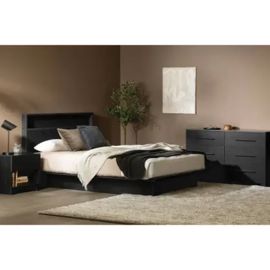 South Shore Primo Nightstand with Drawer Black Oak image {2}